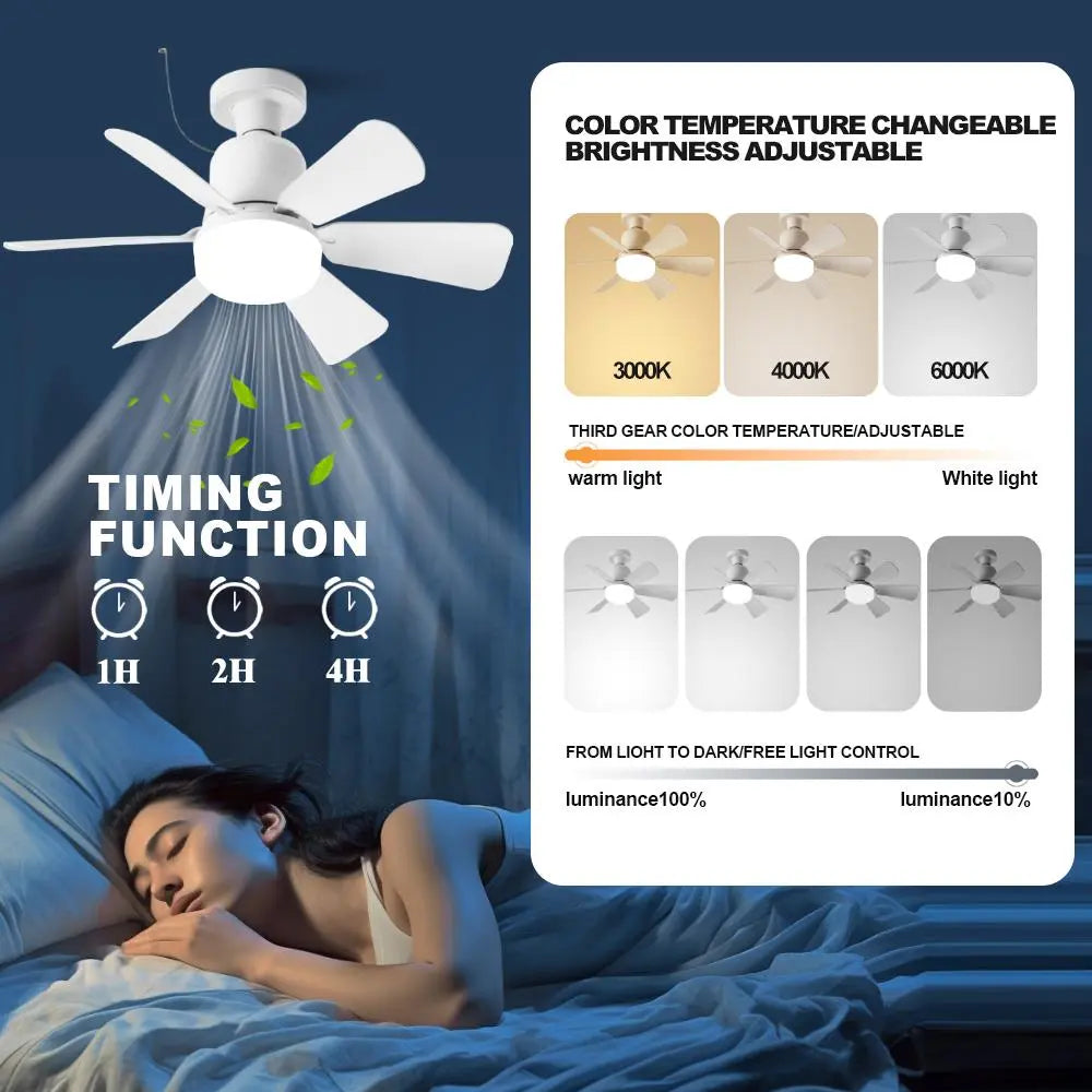 Ceiling Fan Light with Remote Control, E27 3-Speed Adjustable Fan Light, Indoor Lighting for Living Room, Bedroom, Kitchen, Ceiling Lights, Lighting Fixture