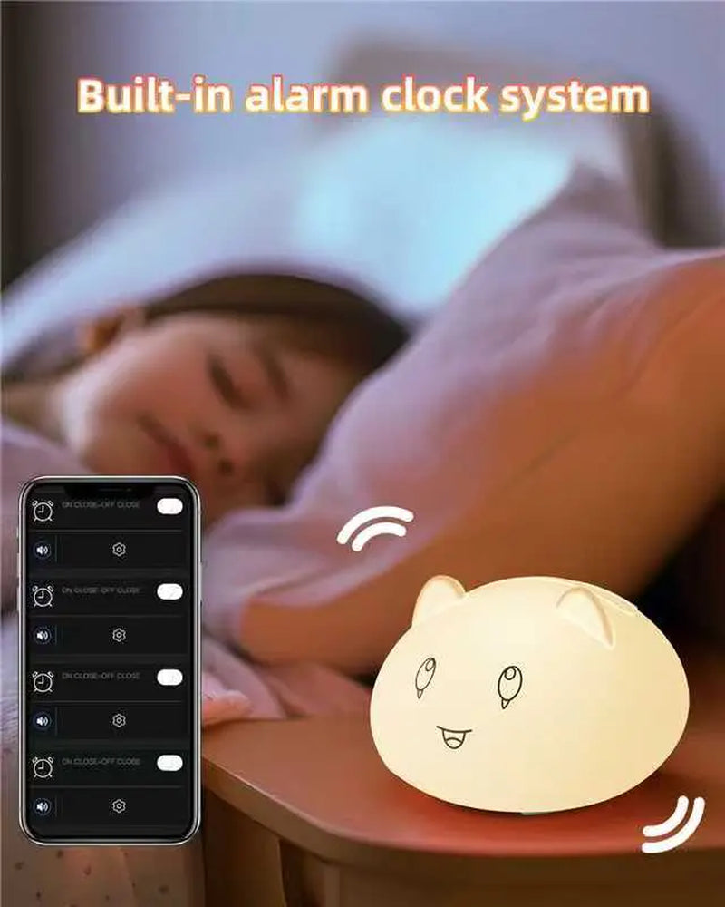 Cute Bluetooth Night Light with App Control - Stepless Dimming, Timer, Colorful Lighting, Bluetooth Music, Ideal for Kids’ Bedrooms & Gift Giving