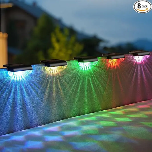 DERAYSION RGB Color Changing Solar Step Lights, 8/12/16/24 Pack Auto On/Off All-Weather Waterproof Outdoor Lights for Stairs Fence, Outdoor Decor for Patio Garden