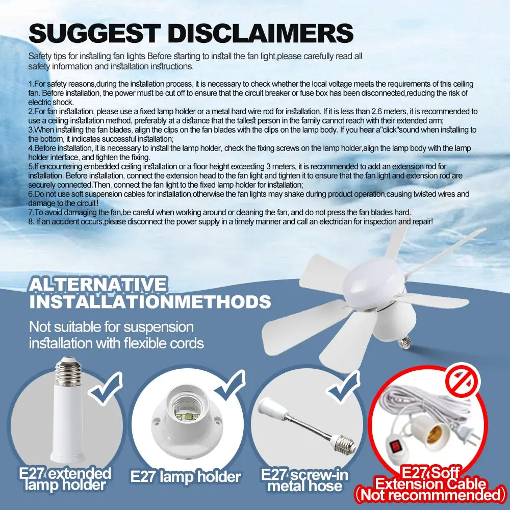 Ceiling Fan Light with Remote Control, E27 3-Speed Adjustable Fan Light, Indoor Lighting for Living Room, Bedroom, Kitchen, Ceiling Lights, Lighting Fixture